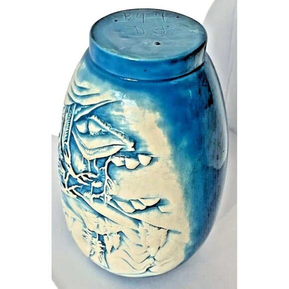 Signed 7” Tall Bright Blue & White Woodland Scene Bud Vase (Ginger Jar W/O Lid) - Picture 6 of 16